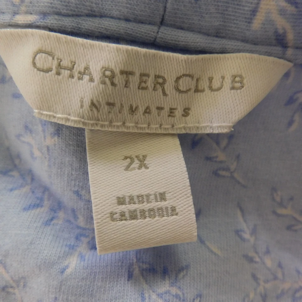 Roupão Charter Club feminino azul floral gravata anexada manga longa 2X - Imagem 3 de 4