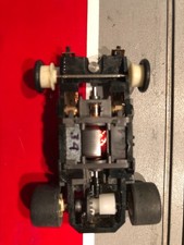 HO slot car, Tyco 12.3 mph, 440x2 narrow chassis, white rims, new pickups. -34