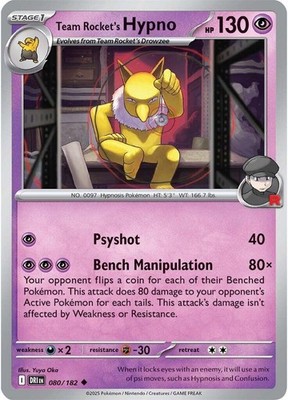 Team Rocket's Hypno DRI 080/182 Pokémon SV10: Destined Rivals Uncommon Revers...