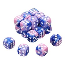 24Pcs 6 Sided Colored Standard Dice, Acrylic D6 Mini Game Dice, Pink/Blue, White