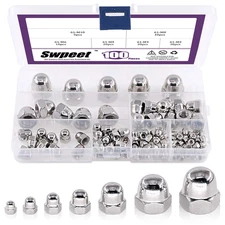 100 Pieces 304 Stainless Steel Serrated Metric Acorn Cap Nuts Hex Dome Cap Kit