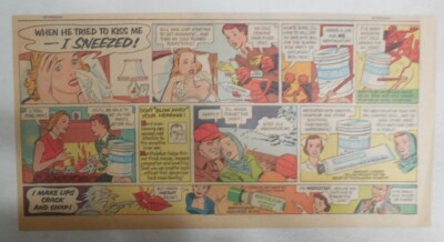 Mentholatum Cold Medicine Ad: Sneeze Kiss ! from 1950's Size: 7.5 x 15 inches