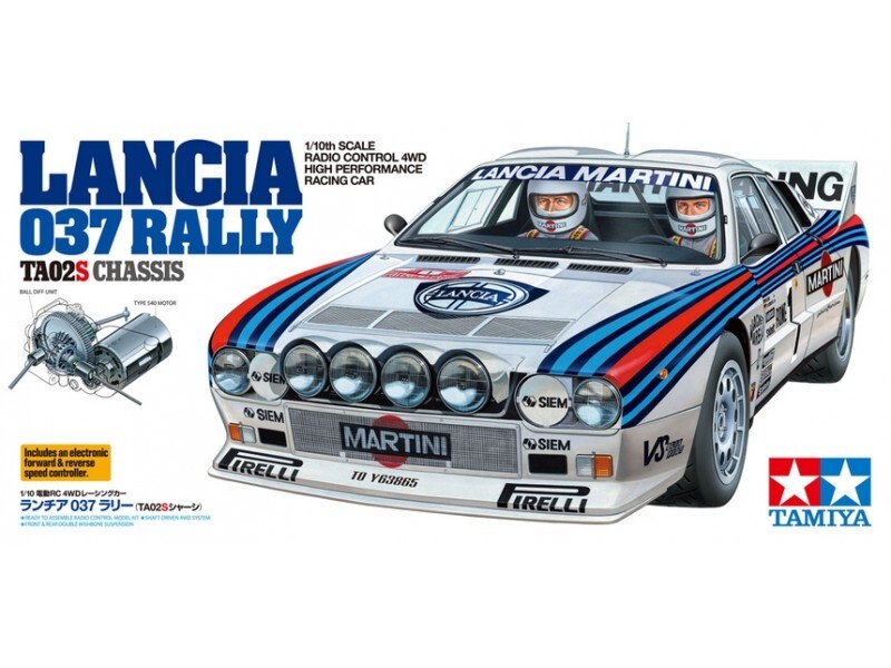Tamiya kit RC 1/10 Lancia 037 Rally Telaio TA02-S modello radiocomandato