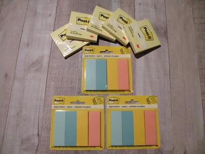 Post-it Notes Lot of 3 Page Markers and 5 Post It notes 3M yellow post its
