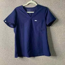 FIGS Womens Scrub Top Size Small Blue Catarin One-Pocket Short Sleeves V-Neck