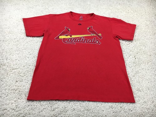 St. Louis Cardinals Shirt Mens Medium Red Baseball Majestic Cotton MLB Logo - 第 1/19 張圖片