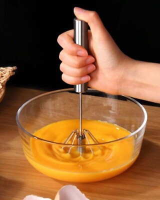 Einfache halbautomatische Edelstahl Schneebesen Hand drücken Ei Schläger Peitsche Mixer 5+