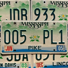 MISSISSIPPI MAGNOLIA Flower Green Graphic License Plate Tags GOOD Condition