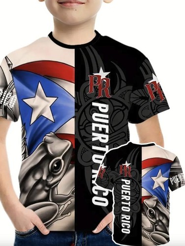 Puerto Rico Flag Boys' Short Sleeve T-Shirt, Size 7-8