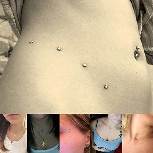 Kit de 10 piezas de piercing dérmico de ópalo de acero inoxidable para joyería tops dérmicos para la piel Foto 3 de 4