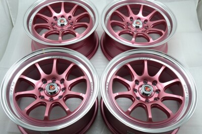 4 New 15x7 DDR Roar 15'' Rims Wheels Aveo Integra Spark Civic Miata 4x100 4x114.3