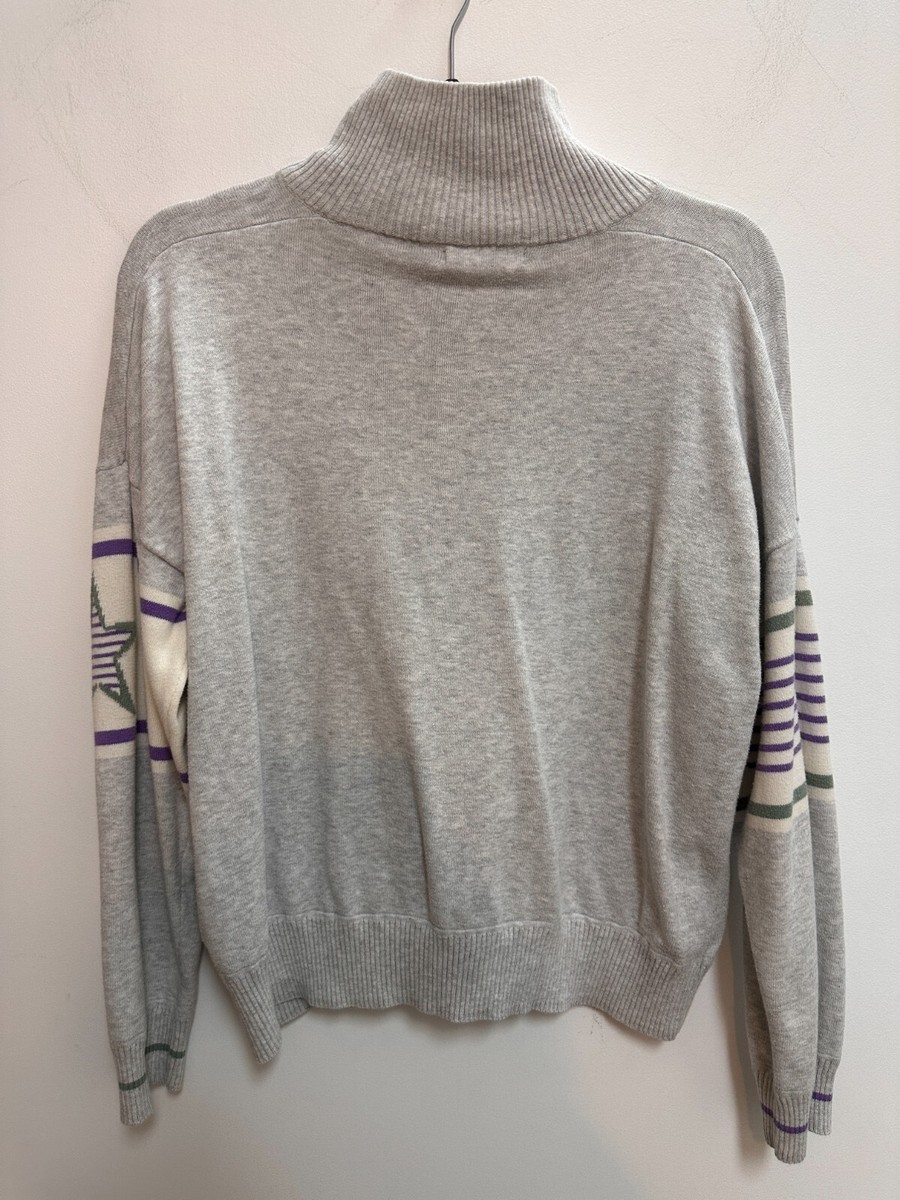 BANDE STUDIO Luna Zip Knit Grey Stripe LS Casual Size 10 AU Pre owned View 5
