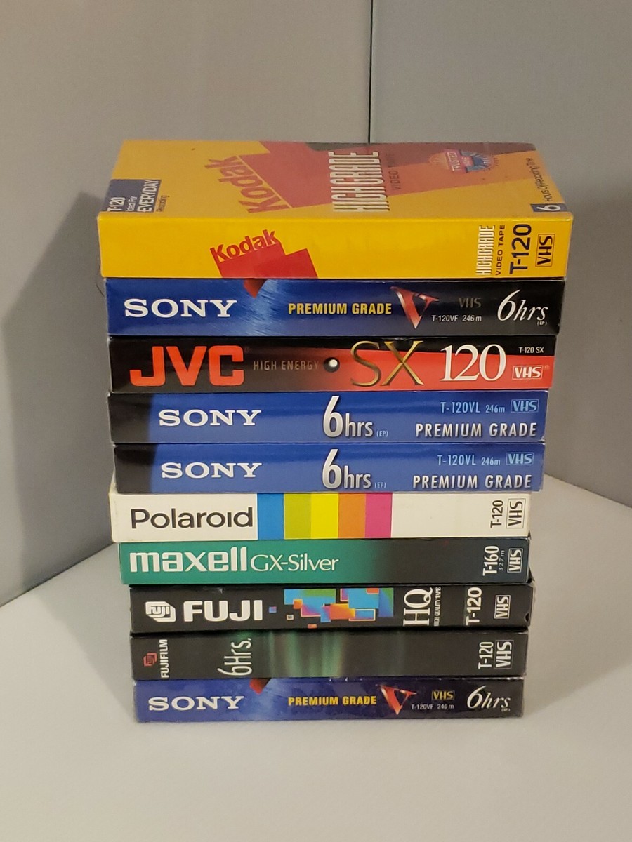 Lot Of 10 Premium Quality Blank VHS Tapes JVC Kodak Fuji