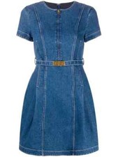 $398 NEW Tory Burch DENIM NADIA DRESS Triple Wash Jeans Mini Belt 2