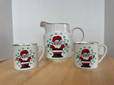 Vintage Napcoware Santa Claus Pitcher & Mug Set Eggnog Hot Choocolate