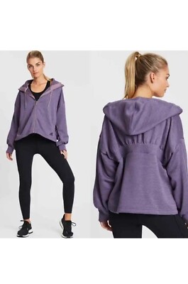 Adidas Gather Hoodie Full Zip Loose LS Track Jacket Legacy Purple Sz S NWT Scuba