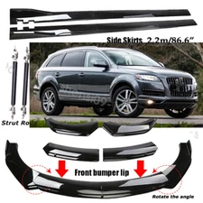 For Audi A3 S3 Q2 Front Bumper Lip Body Kit Spoiler + Side Skirt + Strut Rods