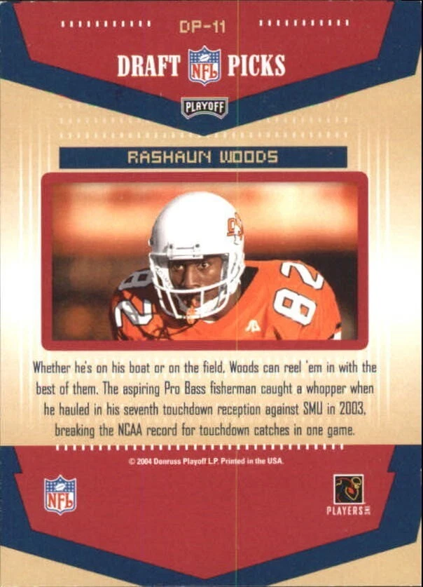 2004 Playoff Prestige Draft Picks 49ers Football Card #DP11 Rashaun Woods - Image 2 of 2