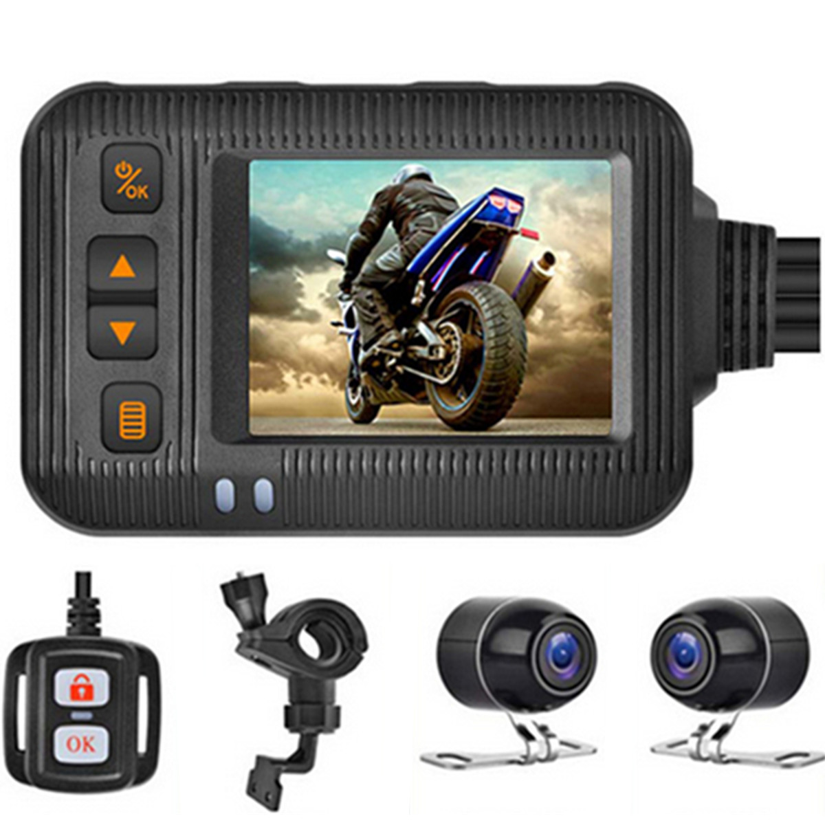 Dual Lens Motorcycle DVR Camera Video Recorder Dash Cam Kit 1080P Night Vision