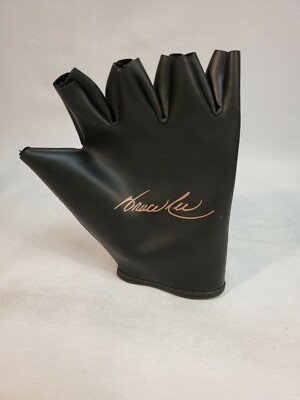 Bruce Lee Fingerless Boxing Karate MMA Glove Vintage 1990's Black Signature