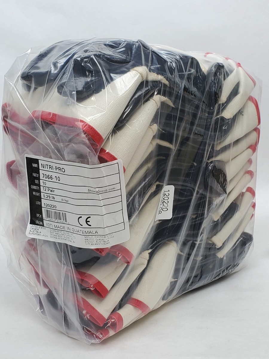 1 or 12 Pairs! SHOWA BEST GLOVES # 7066-10 NITRI-PRO COATING
