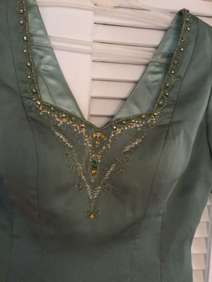  Alyce Designs Formal Social Cóctel Fiesta MOB Vestido Largo Verde azulado Talla 6/8 Foto 3 de 4