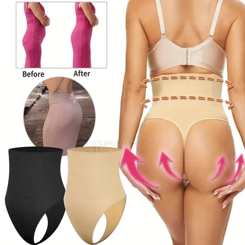 Women Boned High-Waist Tummy Control Body Shaper Trainer Thong Panty Shapewear