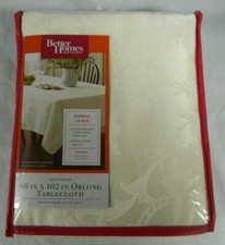 BETTER HOMES  GARDENS IVORY JADOUR DAMASK OBLONG 60X102 EASY CARE TABLECLOTH