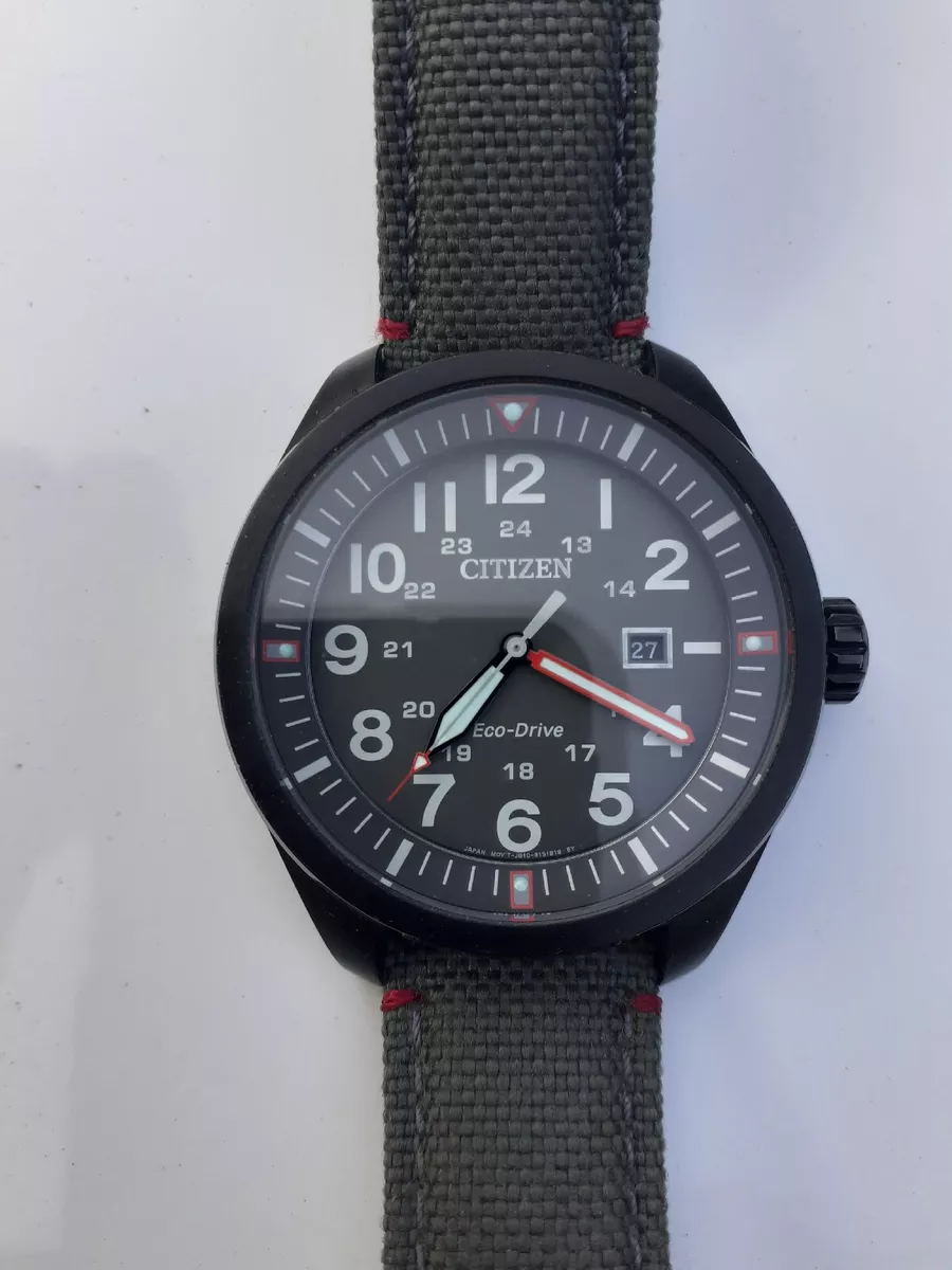 CITIZEN J810 ECO DRIVE ANALOGUE MILITARY FIELD STYLE BLACK WATCH