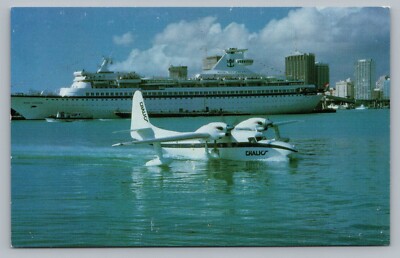 Chalk's Intl Airline Grumman Turbo Mallard Royal Caribbean Ship Vtg Postcard P5