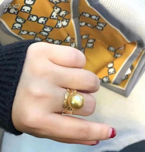 New Huge AAA 10-11mm Genuine Natural South Sea Golden Round Pearl Ring 925s - Picture 4 of 4