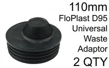 2x FloPlast D95 110mm Drainage Universal Waste Adaptor Rubber Pipe Fitting 32-50