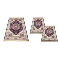 Tris Tappeti camera da letto classico con frange RUBEN Blu dis 304