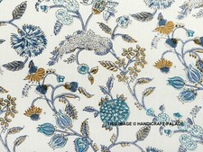 Indian Cotton Fabric Block Print Loose Sewing Running Craft By 5 Yard Floral