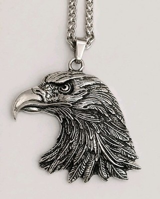 Adler Halskette Silber Gothic Eagle USA Anhänger Doppelseitig Metall Kette 60cm