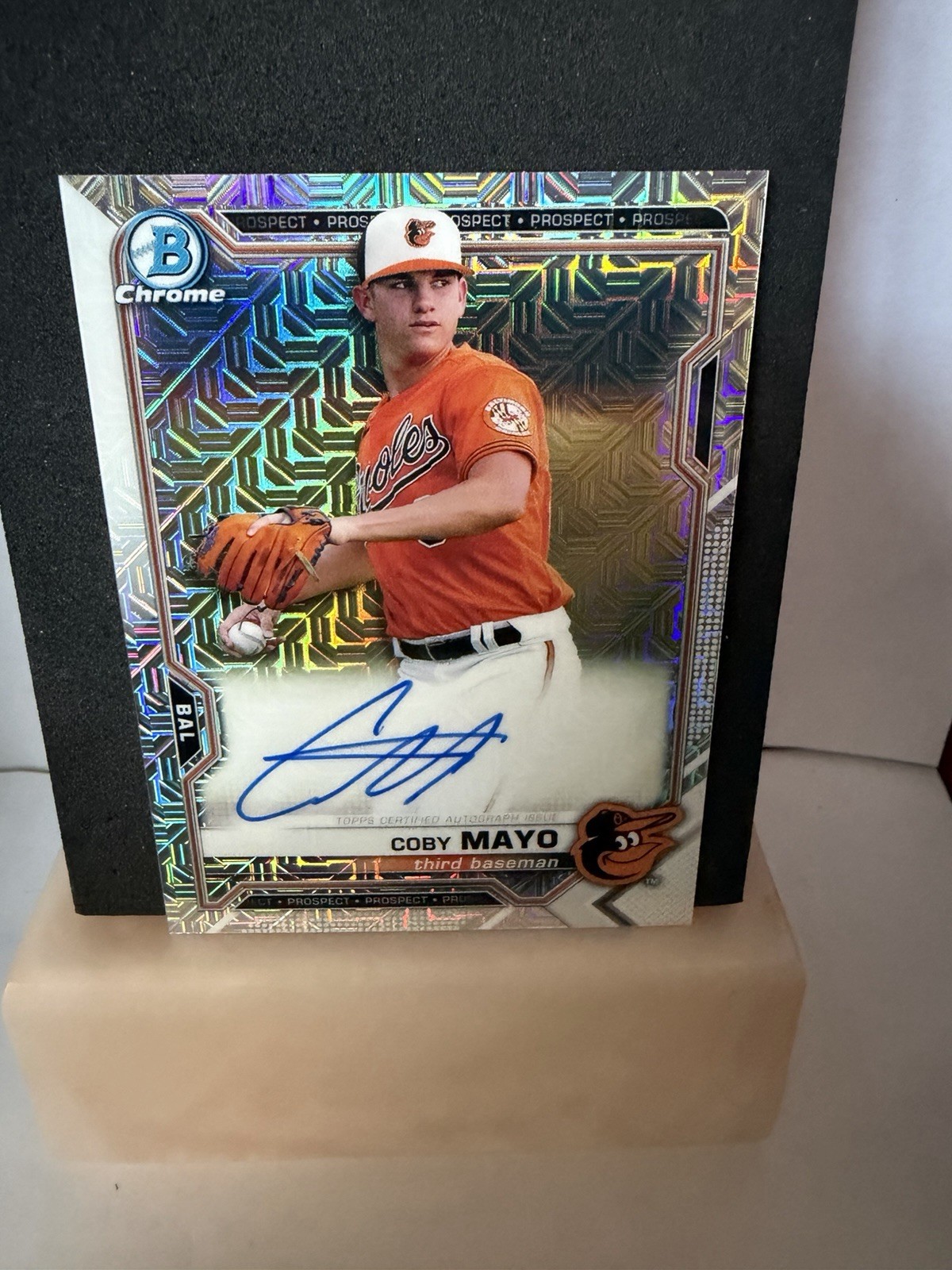 2021 Bowman Chrome Mojo Autograph Coby Mayo Baltimore Orioles #BMA-CM Topps