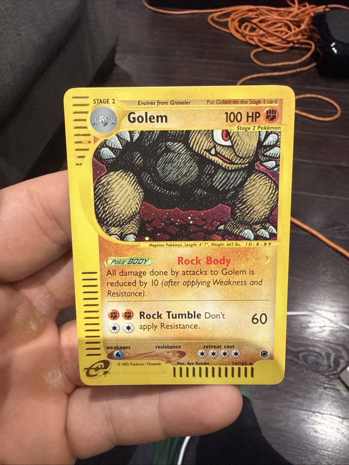 Pokemon Card Golem 14/165 Holo Rare Expedition Base Set Near Mint