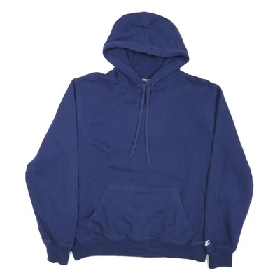 STARTER Hommes Pull Bleu Capuche L Coton Mélange Sweatshirt Décontracté - Photo 1/4