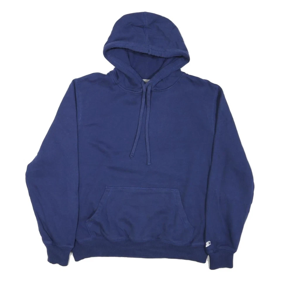 STARTER Hommes Pull Bleu Capuche L Coton Mélange Sweatshirt Décontracté - Photo 1/4