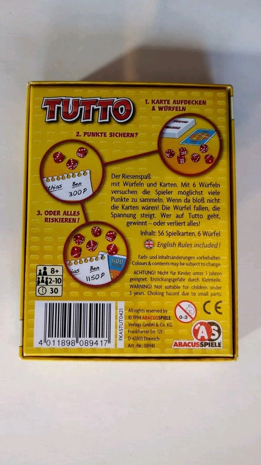 Tutto dice card game GERMAN English Missing 1 Card 1 Die - Image 2 of 3