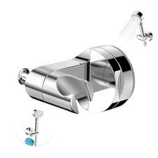 Suction Cup Shower Head Holder Wall Mount, Removable Handheld Shower Chrome