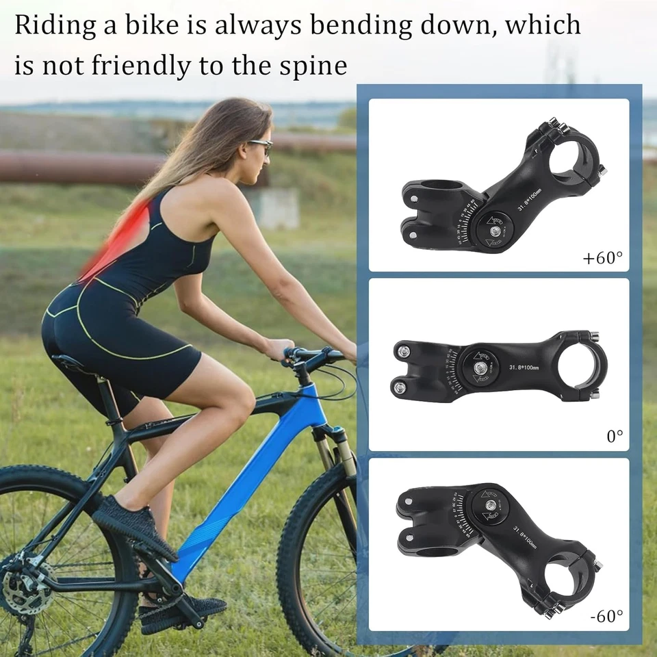 Attacco Manubrio Bici Regolabile ± 60° Attacco Manubrio MTB 31,8 Mm X 100 Mm Pro - Immagine 4 di 4