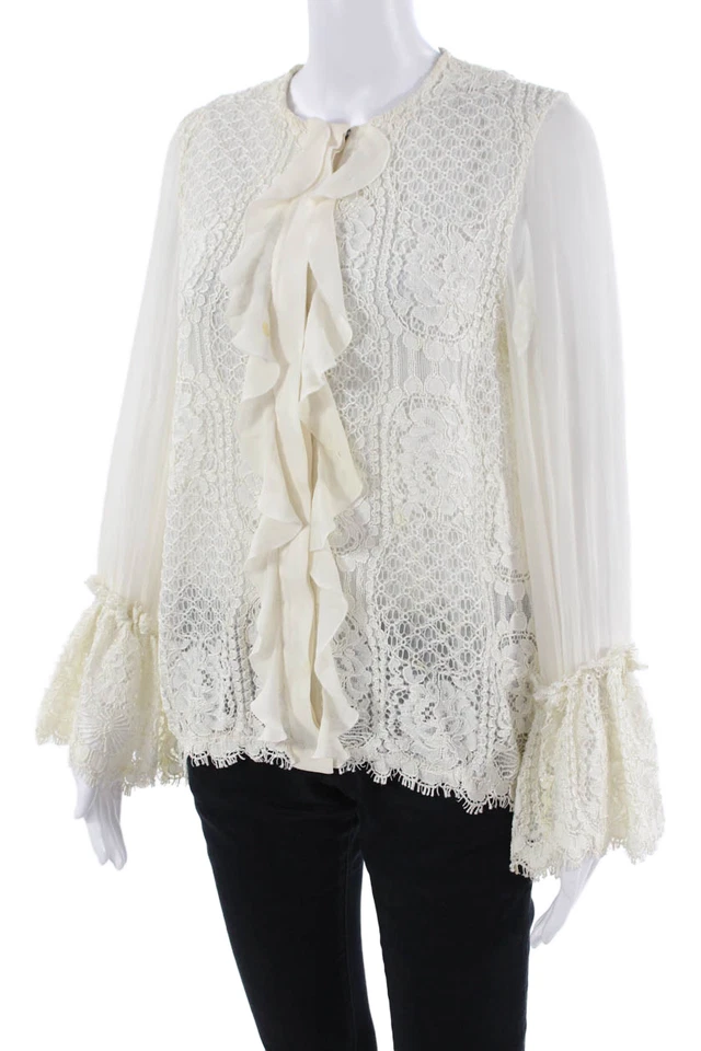 Blusa Alexis Mujer Bohemia Cuello Redondo Manga Larga Beige Talla L Foto 2 de 4