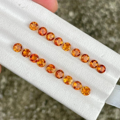 Lot Natural Orange Sapphire 5 mm Round Cut 18 Pcs GIE Certified Loose Gemstone - Picture 2 of 6