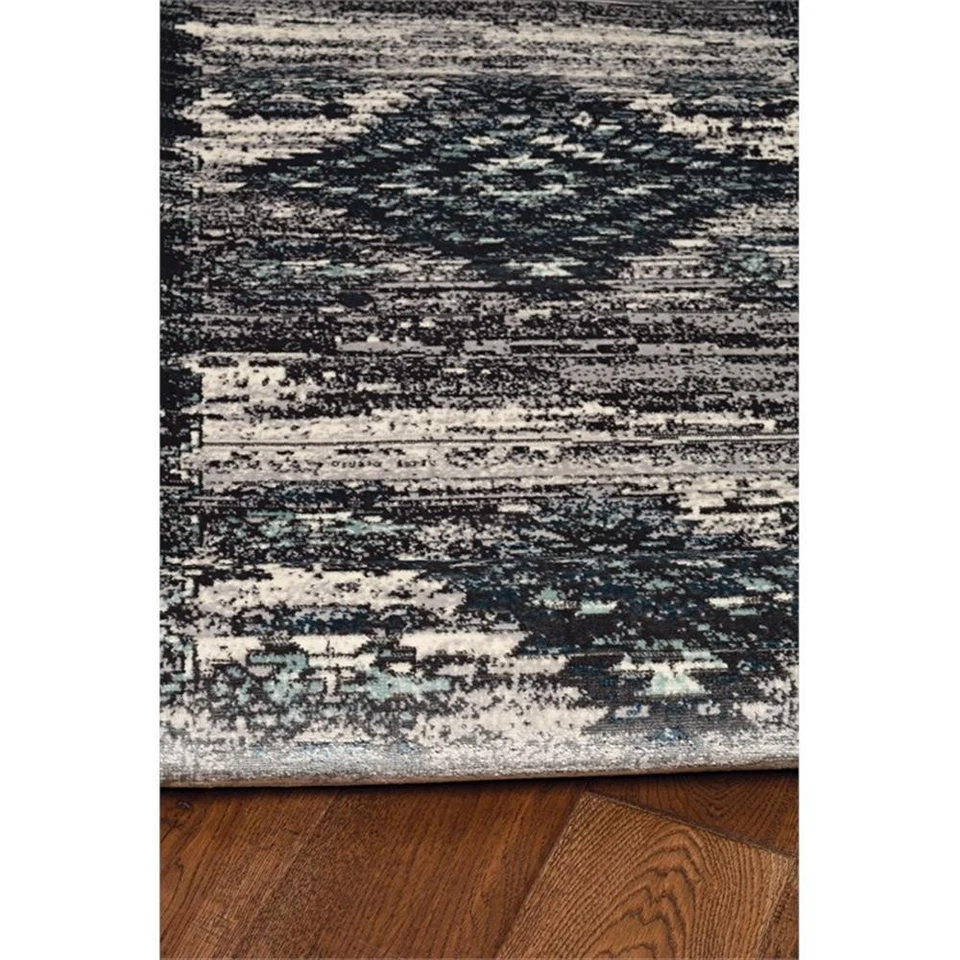 Linon Vintage Aztek Power Loomed Microfiber Polyester 2'x3' Rug in Gray - Image 4 of 4