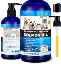 Wild Alaskan Salmon Oil for Dogs  Cats, Fish Oil Omega 3 Supplements with EPA 