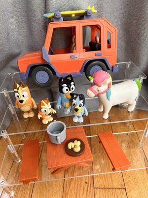 BLUEY Figure Lot Jeep Picnic Dad Bingo Surf Board Unicorn Accessories Car Toy