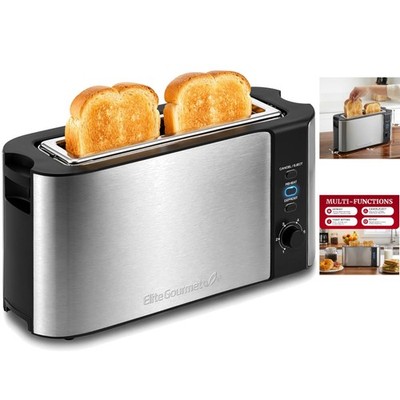 Stainless Steel 2-Slice Toaster with Built-in Warming Rack & Settings