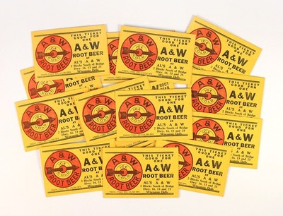 18 AL's A & W Root Beer Advertising Good For Tickets 1940s-1950s Wisconsin Dells