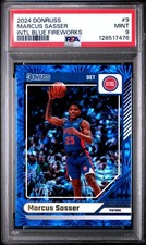 2024 PANINI DONRUSS INTERNATIONAL BLUE FIREWORKS #9 MARCUS SASSER 57/85 PSA 9